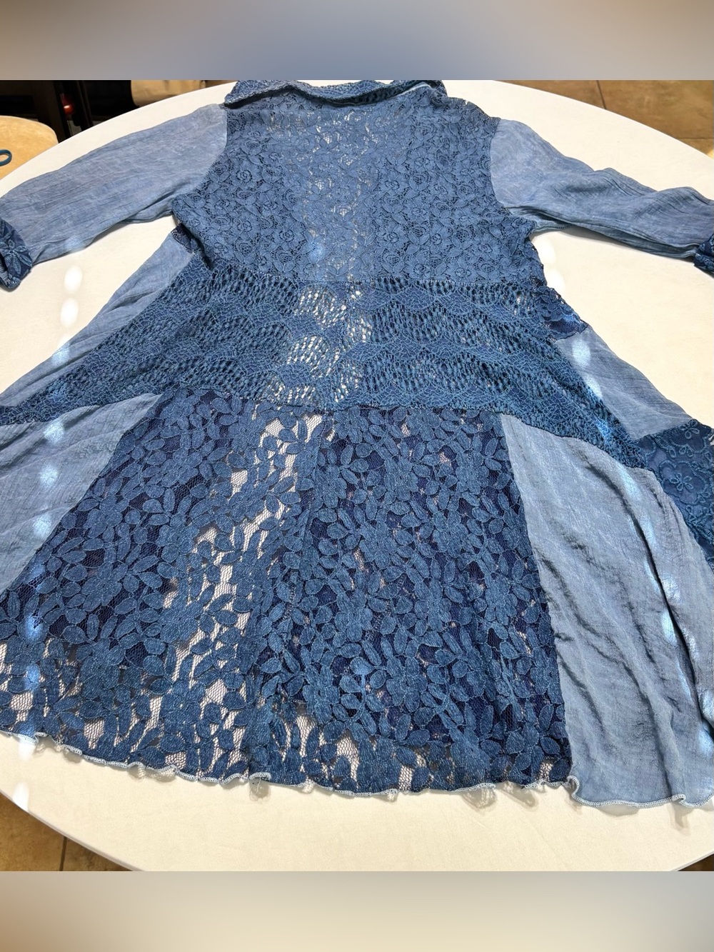 Boho Lace-Panel Blue Jacket & Coat - Picture 8 of 10